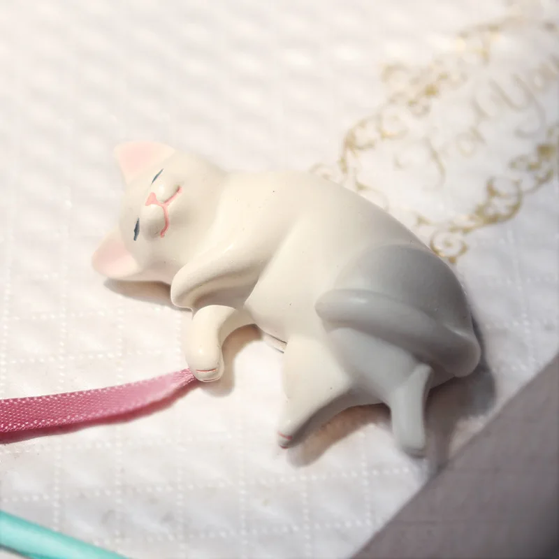 6 stücke Kawaii Harz Mini Schlafen Katze Mini Figuren – Bild 6