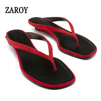 Markendesigner Sommer Strand Flip-Flops Mules Dünne Niedrige Absätze Lässige Hausschuhe Damen Eckige