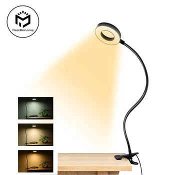 48 LEDs Clip-on-Schreibtischlampe 360 ° Flexible Schwanenhals-Lesetischleuchte, augenschonende USB-Klemme
