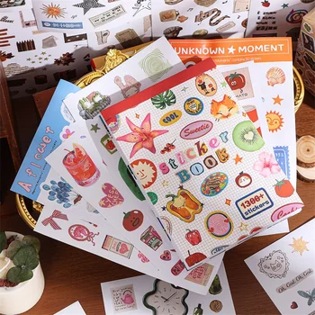 Moment Papier-Scrapbooking-Stickerbuch mit 50 verschiedenen Mustern von Tieren, Pflanzen, Früchten