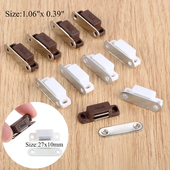 Magnetische Mini-Türschnäpper für Küchenschrank, Kleiderschrank, Schrank, Weiß, Braun (5 Stück)