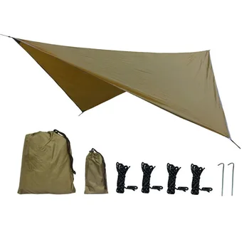 Wasserdichte tragbare Plane multifunktion alen Outdoor-Camping reist Markise Rucksack Regen fliege Plane