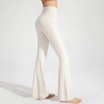 Nackt Hohe Taille Cinching Hüfte Heben Fitness Übung Elastische Bell-Bottom-Hose Frauen Casual Outdoor Laufen