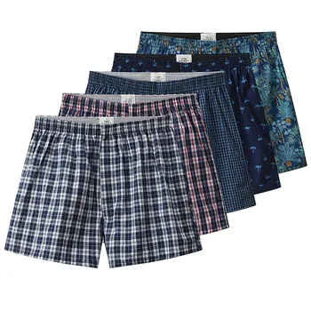 S-XL Herren Baumwolle Unterwäsche Boxershorts lässig karierten elastischen Bund Knopf Herren Boxer Unterwäsche