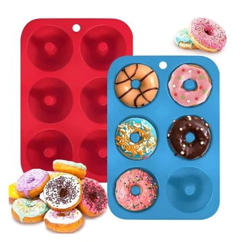 6-Loch-Silikon-Donut-Form, Backform, antihaftbeschichtet, zum Backen, Gebäck, Schokolade, Kuchen, Dessert
