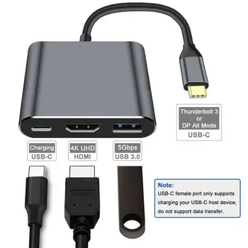 3-in-1 USB-C Hub mit HDMI 4K 30 Hz, USB 3.0 und 100 W PD