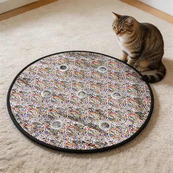 Interaktive Katzenspielmatte, Katzenspielzeug zum Verstecken, Katzenspielmatte mit mehreren Löchern