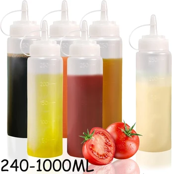 Große Squeeze-Gewürzflaschen mit Düsen, Ketchup, Senf, Salat, Grill, Saucen, Spender, Squeeze-Sauce-Flasche