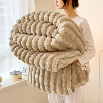 Gestreifte Flanell-Fleece-Decke, ultraweiche, leichte weiße Decke in den Größen Twin/Queen/King, mehrfarbig