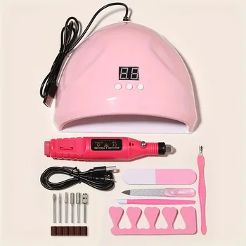 LINMANDA Professionelles USB-Elektro-Nagelfeilen-Set mit UV-LED-Nagellampe, Gel-Maniküre-Trockner