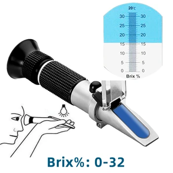 Handheld Brix Refraktometer Zucker Tester Meter Saccharimeter ATC Zucker 0-32% Konzentration Densimeter