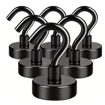 Starke magnetische Haken, stanzfreier Wandmagnethaken für Schlüssel, Mantel, Aufhänger, Küche (6 Stück)