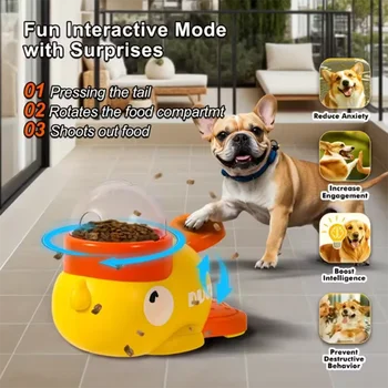 Futterautomat für Hunde, Katzen, Haustiere, kleine gelbe Ente, interaktive Puzzle-Hundefuttermaschine, Welpe
