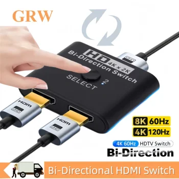 8K 60Hz HDMI-kompatibler Switch Splitter Bidirektional 1x2/2x1 HDMI-kompatibler Umschalter 2 In1 Out für PS4