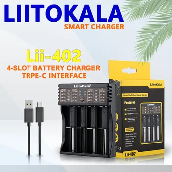 LiitoKala Lii-402 Universelles intelligentes Batterieladegerät, kompatibel mit mehreren Größen, einschließlich
