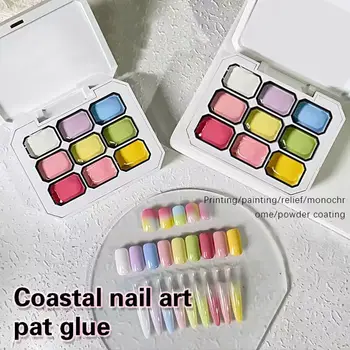 9-Farben-Nagelkleber, Lebendige Nagelfarben, Farbverlauf-Nageldekoration, Kreatives Nageldesign, Trendiger