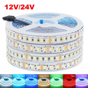 5 m RGBW RGBWW RGBCCT LED-Streifenlicht, 4 5 Farben in 1 Chip, 12 V, 24 V, 5050, 60, 120, 108 LEDs/m