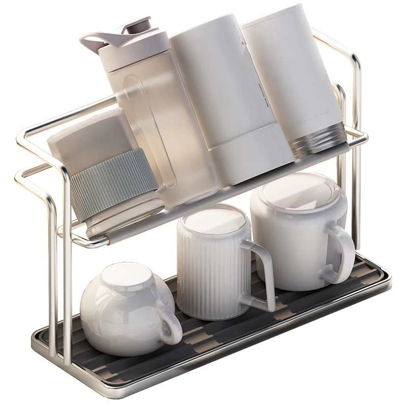 Küche Edelstahl Doppel-schicht Wasser Tasse Rack Hängen Auf – Bild 4