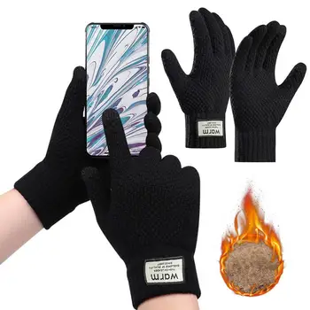 Winter-Touchscreen-Strickhandschuhe für Männer und Frauen, thermische weiche Samtstrickhandschuhe zum Laufen