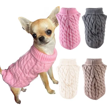 Klassischer, solider Chihuahua-Welpen-Hundepullover für kleine Hunde, warme Winterkleidung für Haustiere