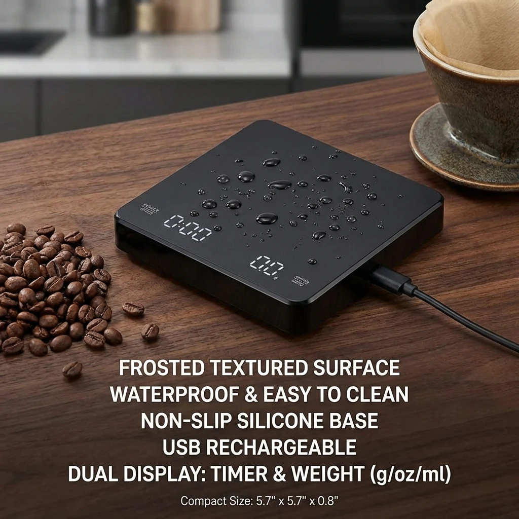 USB Digitale Kaffeewaage Wiederaufladbar LED-Bildschirm 0,1g – Bild 5