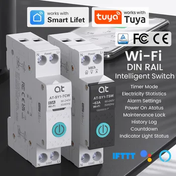 TUYA WIFI Smart Leistungsschalter mit Energiemessung 1P 63A DIN-Schiene für Smart Home Drahtlose Fernbedienung