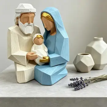 Weihnachtskrippenfiguren, Heilige Familie, Krippenfigur, Tischdekoration, religiöse Weihnachtsdekorationen