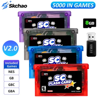 5000-in-1 SCFW V2.0 Karte Mini GBA FlashCard für GBA GBC GB NES mit 8G TF-Kartenadapter für SP GBM IDS NDS