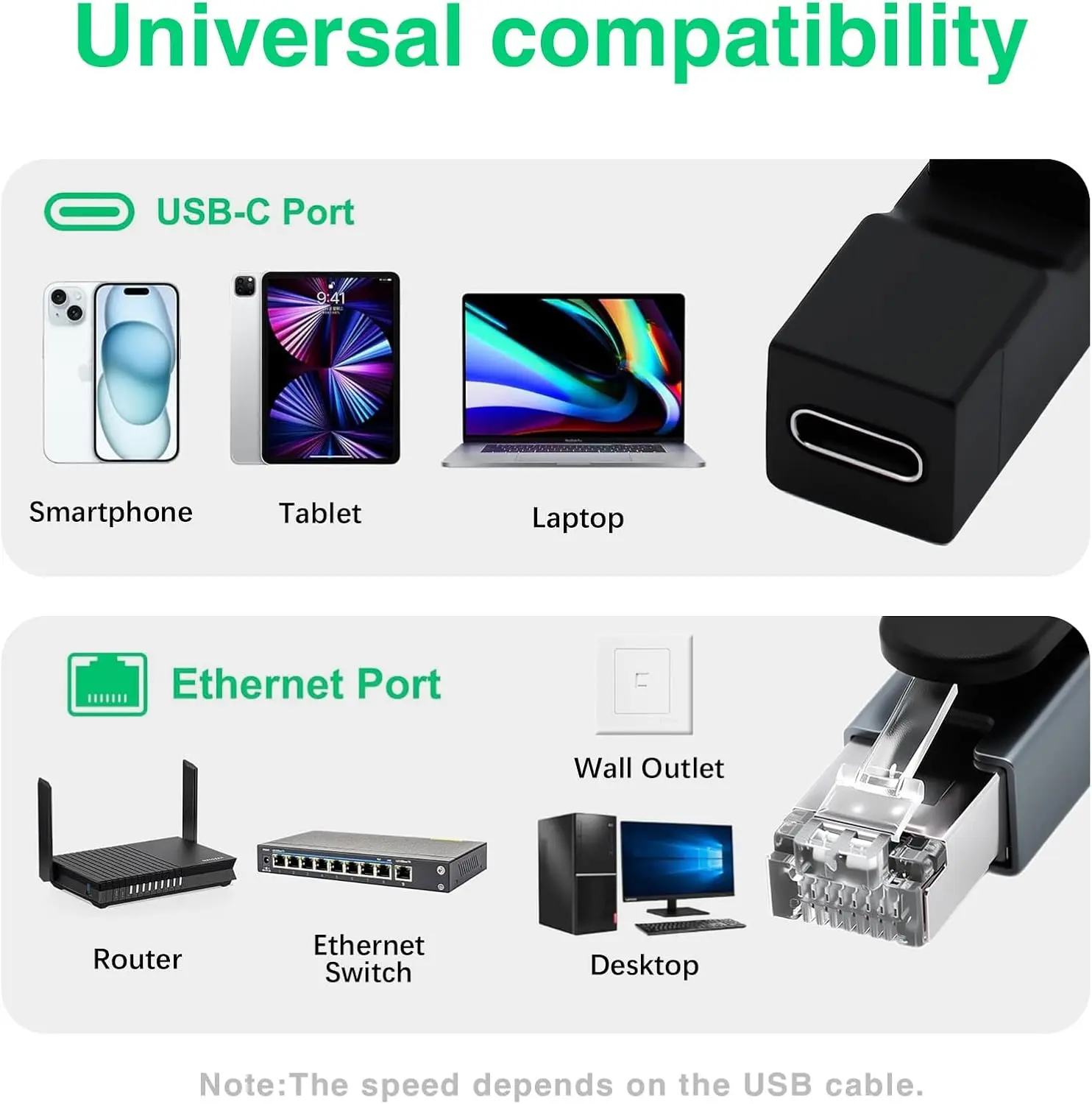USB-C zu Ethernet Adapter, 1Gbps RJ45 Stecker auf USB-C – Bild 5