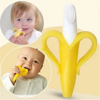 Baby Silikon Training Zahnbürste BPA FREI Banana Form Sicher Toddle Beißring Kauen Spielzeug Zahnen Ring