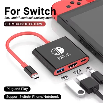 Tragbares USB-C Dock mit 4K HDMI und USB 3.0 für Nintendo Switch