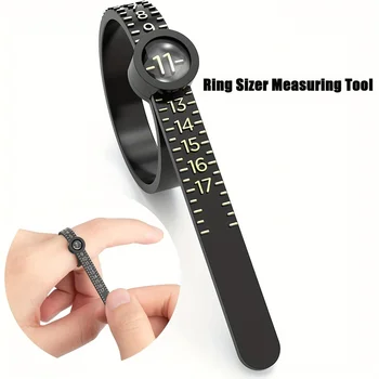 Ringgrößer mit Lupe - US/UK/EU/HK Schmuck-Messlineal für Fingergröße, Ringgrößen-Messwerkzeug