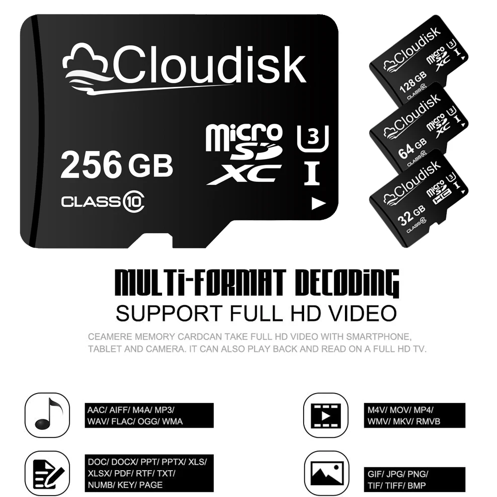 Cloudisk Micro SD Speicherkarte U3 128GB 64GB 32GB 256GB V30 – Bild 3