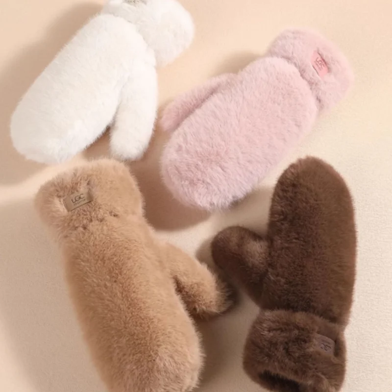 Nachahmung Kaninchen Fell Handschuhe Frauen Winter Handschuhe – Bild 5