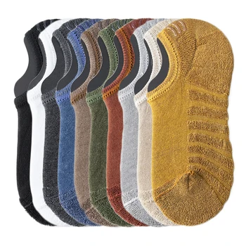 5 Paar kurze Herrensocken aus Baumwolle, Crew-Knöchel, lässig, weich, niedrig geschnitten, rutschfest