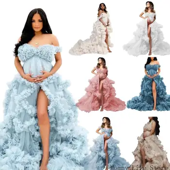 Bequemes, atmungsaktives Umstands-Maxikleid aus Polyester für Schwangerschafts-Fotoshooting