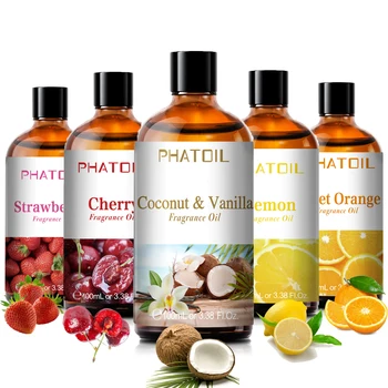 PHATOIL 100 ml Aromatherapie-Duftöl, Kokosnuss und Vanille, Erdbeere, Kirsche, Zitrone, 1/2/3 Stück Aromaöl