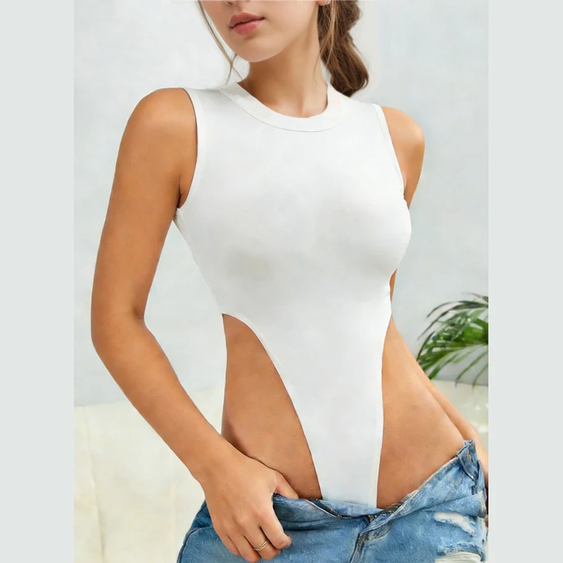 Damenbekleidung, bauchfreier Kostüm-Body, ärmellos, schlank – Bild 2