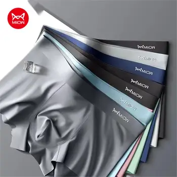 MIIOW 3Pcs Eis Seide Mann Unterwäsche Boxer Metall Faser Antistatische Männer Unterhose Nahtlose Cut Saum