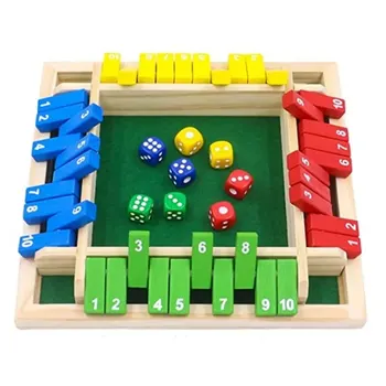 Würfelbrettspiel aus Holz, Shut The Box für 4-Spieler, Klappen und Würfelspiel, Eltern-Kinder-Interaktion