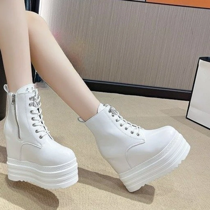 Marke Punk Stil Frauen 12CM Plattform Keile Stiefel Herbst – Bild 5