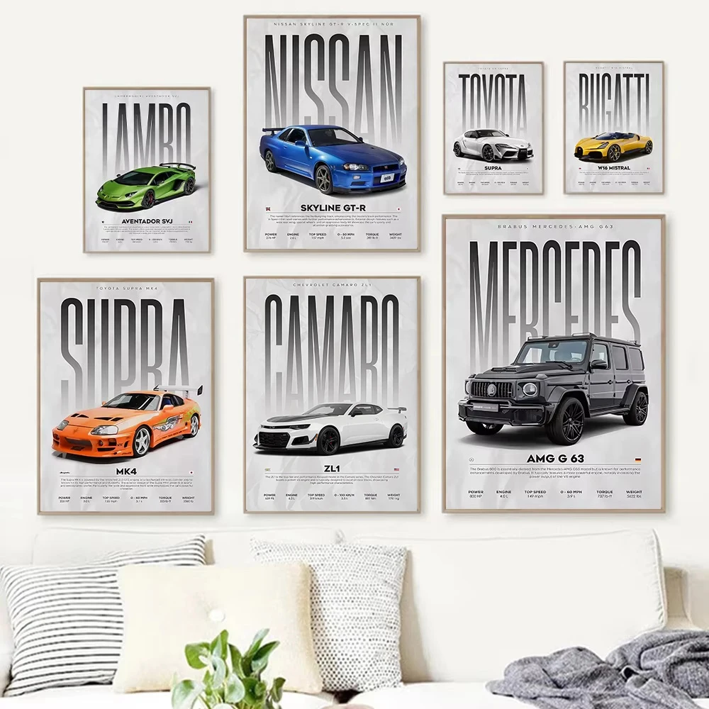 Moderne Berühmte Autos W16 750S Leinwand Malerei Wand Kunst – Bild 2