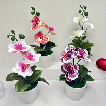Künstliche Orchidee, Heim-/Büro-Dekoration - Ausstellung eines Wohnzimmer-Esstisches, Blumendekoration für den