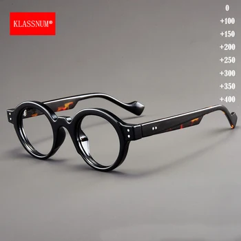 KLASSNUM Vintage Lesebrille Männer Kleine Runde Vergrößerung Objektiv Mann Okular Plus Presbyopie Brille 0 + 1