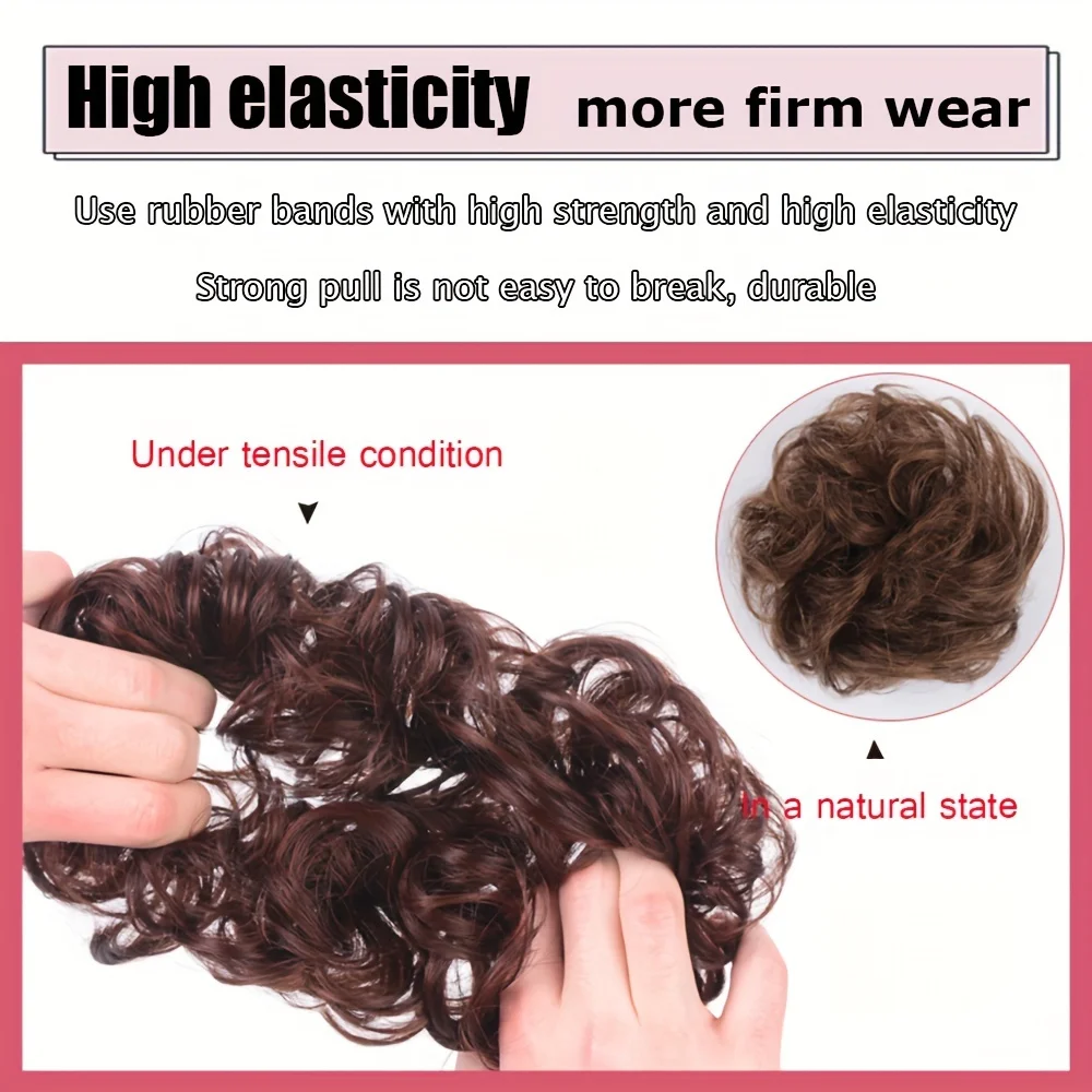 Synthetischer Chignon, elastisches Gummiband, künstlicher – Bild 6