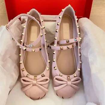 Damen-Flats-Schuhe für Frühling und Herbst, flache Slipper mit runder Zehenpartie, bequeme, leichte, lässige