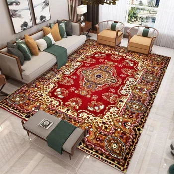 Europäischer Retro-großer Teppich für Wohnzimmer, luxuriöser Dekorationsteppich, rutschfest, für Schlafzimmer