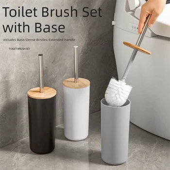 Anti-Tropf Toilettenbürsten-Set mit Standfuß, Langem Griff, Weichen Borsten und Nordischem Design für die