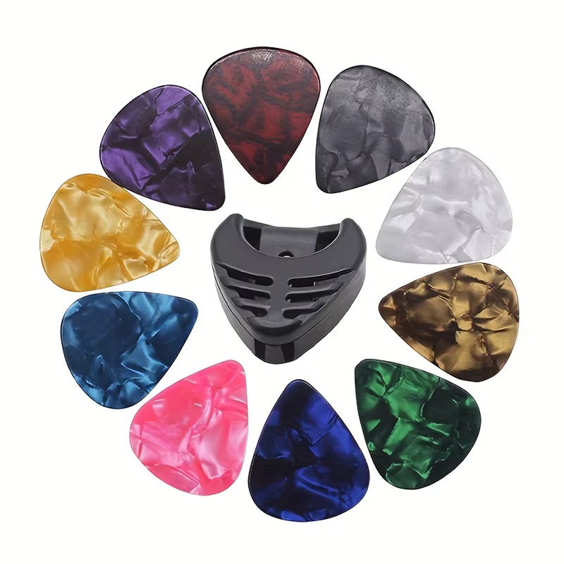 Gitarrenplektrum-Set in verschiedenen Farben mit Halter – Bild 6