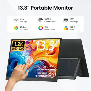 13,3'' Tragbarer Touchscreen-Monitor 1920*1200 16:10 IPS-Panel 100% sRGB Erweiterungsmonitor